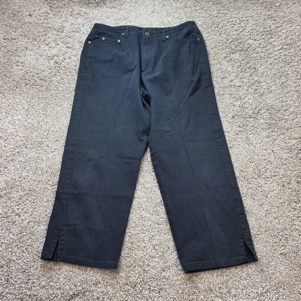 VINTAGE Liz Claiborne Lizwear Pants Womens 10 Black Cropped Twill Relaxed Fit